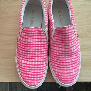 Lilly Pulitzer Striped Pink and White Flats